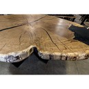 details of live edge oak wood and epoxy
