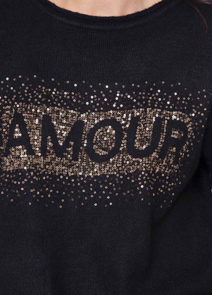 " Amour " Wool Mix Jumper in Black
