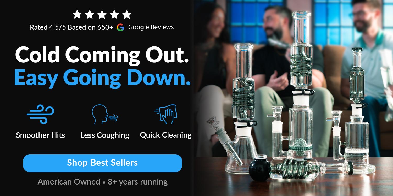best selling bongs and pipes on table