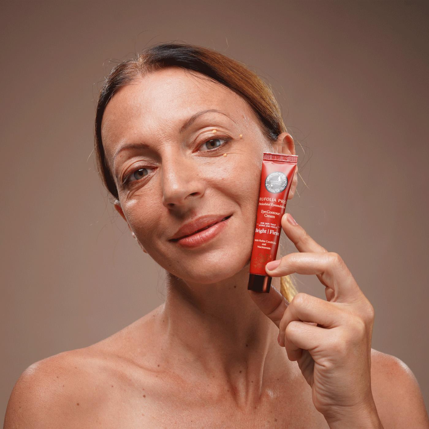 Model massaging product into skin