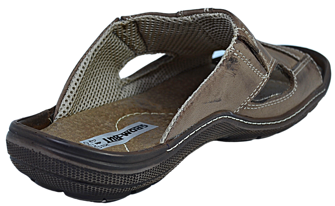 Evander - Mens open toe slides - Reindeer leather