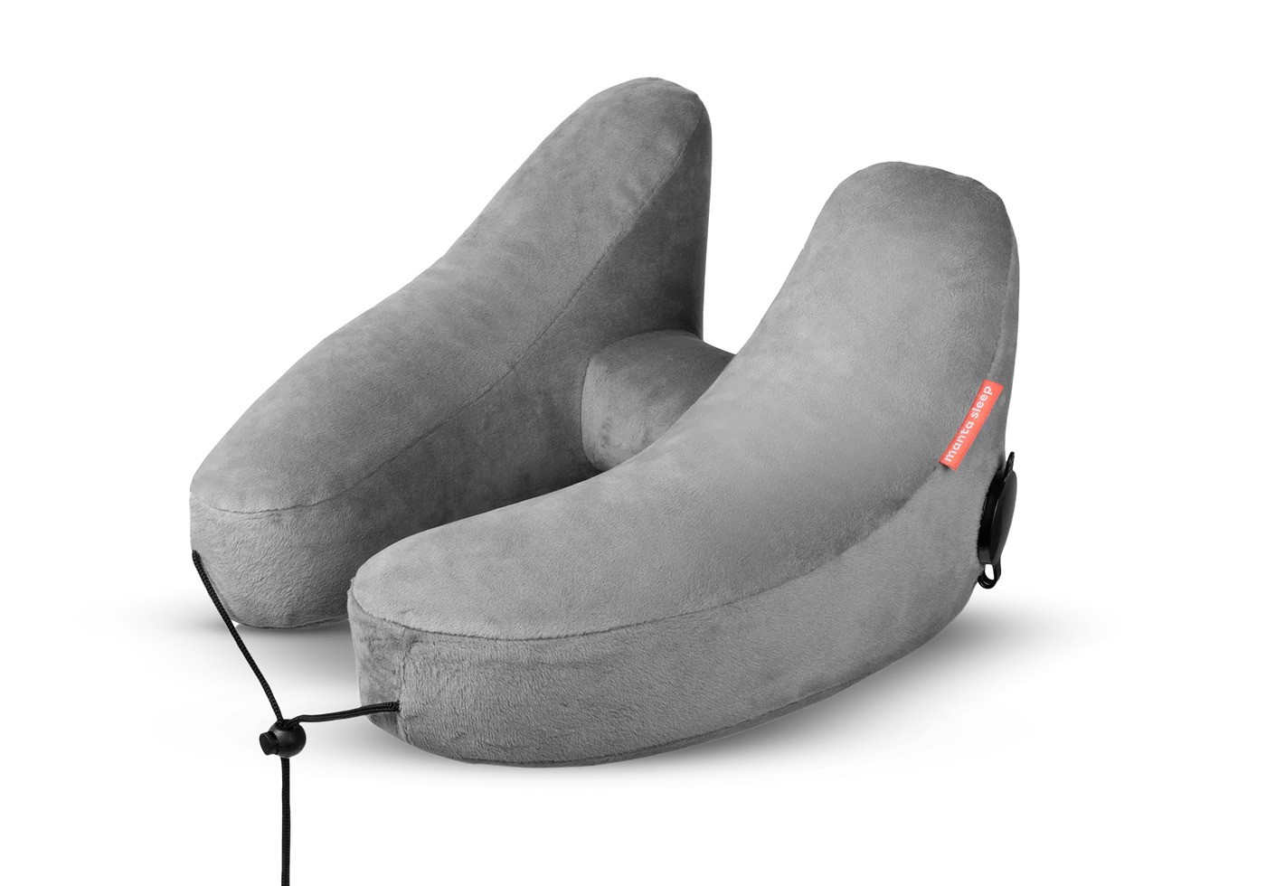 A gray travel pillow that can be used for car camping.