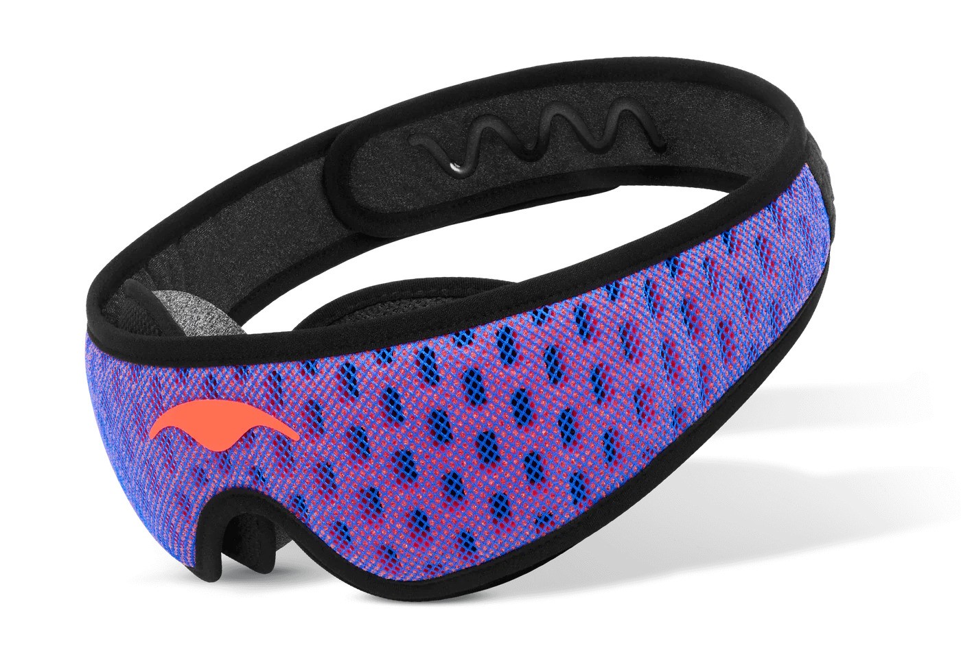 A blue mesh sleep mask with eye cups made especially for side sleepers.