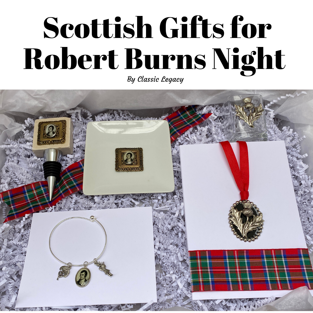 Gift box of Robert Burns theme gifts.