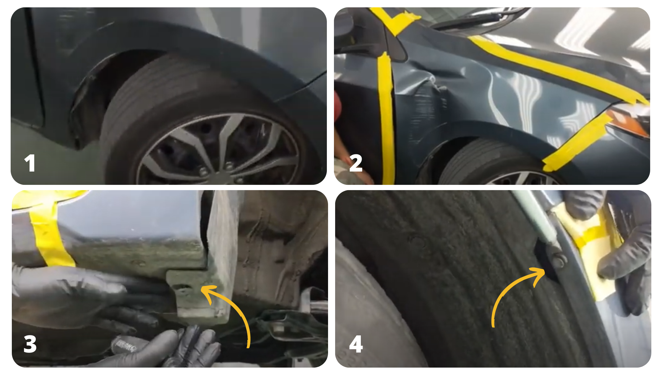 Steps 1-4 on How to Remove a 2014-2019 Toyota Corolla Fender
