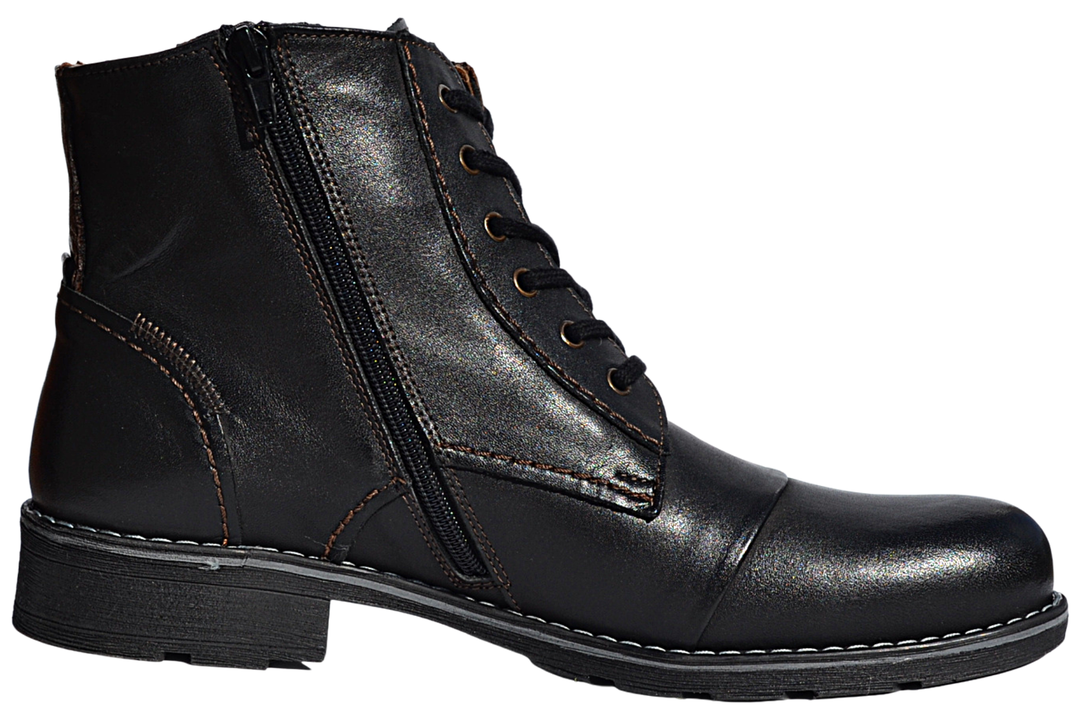 Zack - Mens black leather boots - Reindeer Leather