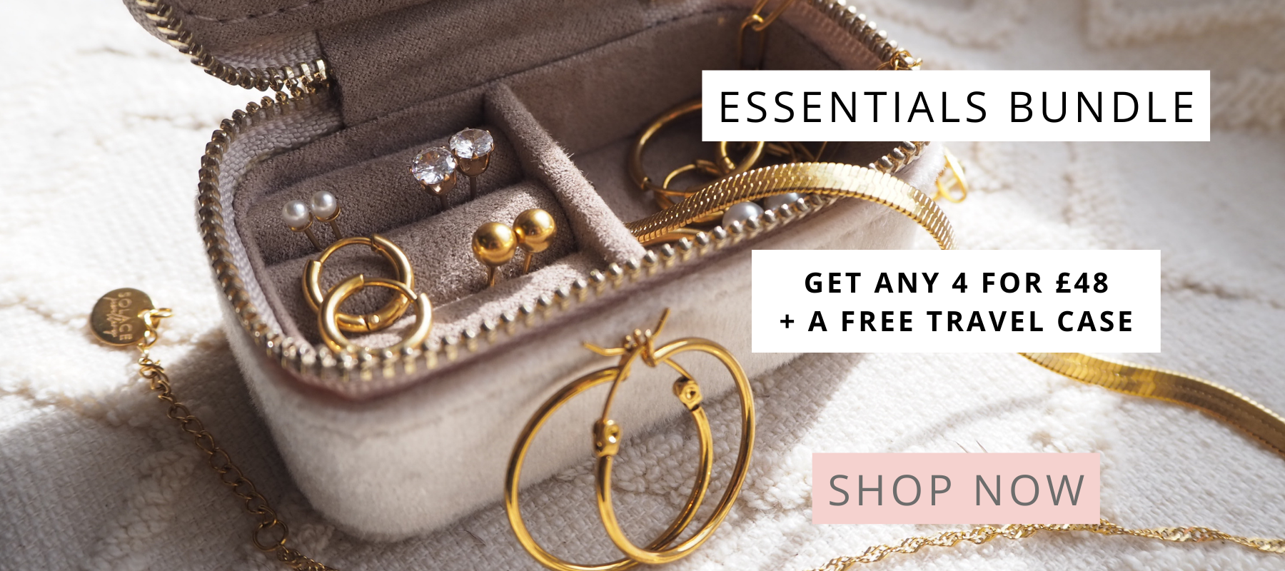 Meet your everyday essentials. With this bundle deal, get any 4 items for £48 plus a free travel case.