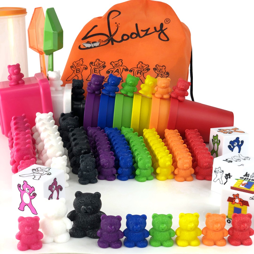Language Rainbow Counting Bears Family with Matching Sorting Cups,  Counters,Dice - Toddler Games 114 pcSK-068