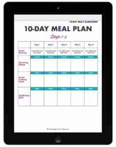 iPad avec votre plan de repas vierge de 10 jours