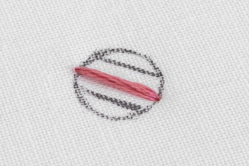 A line of satin stitch has been created in a circle.