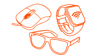GLASSES, COMPUTER MOUSE AND SMART WATCH