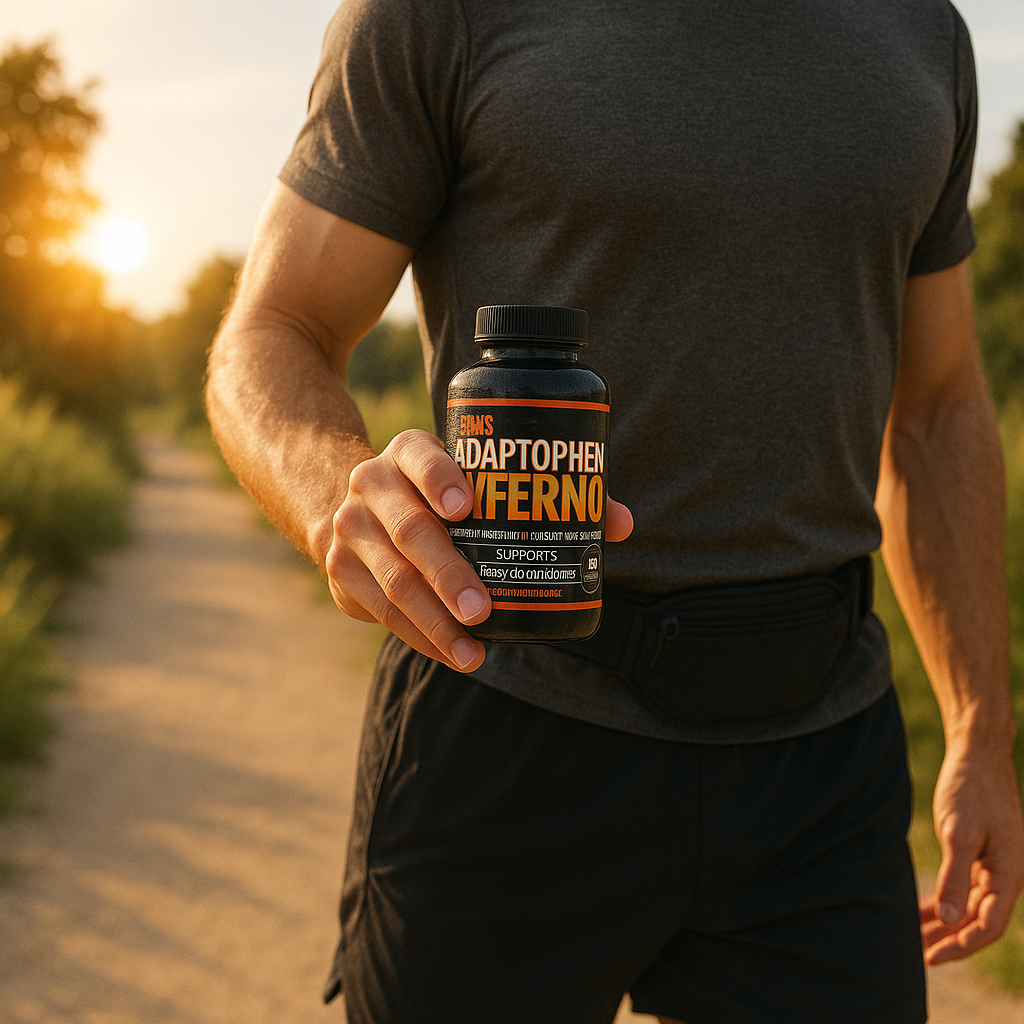 A lean, muscular man with arms crossed who uses Adaptophen to increase muscle and boost testosterone