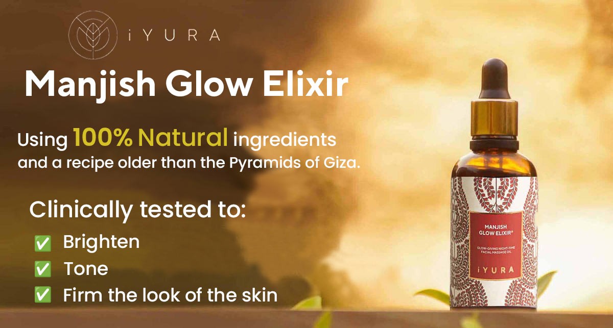 Bottle of Manjish Glow Elixir and its benefits