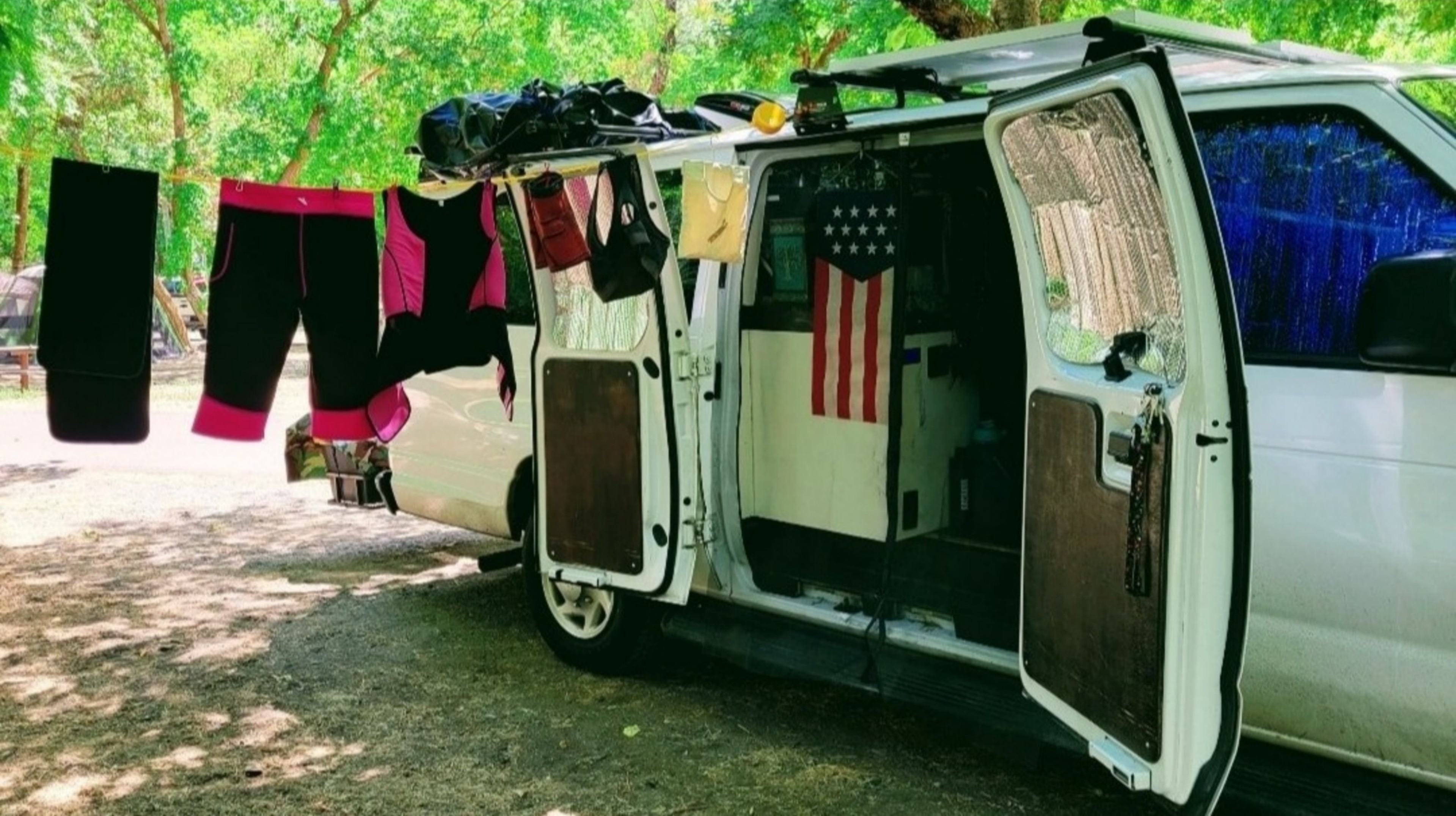 drying laundry while camping