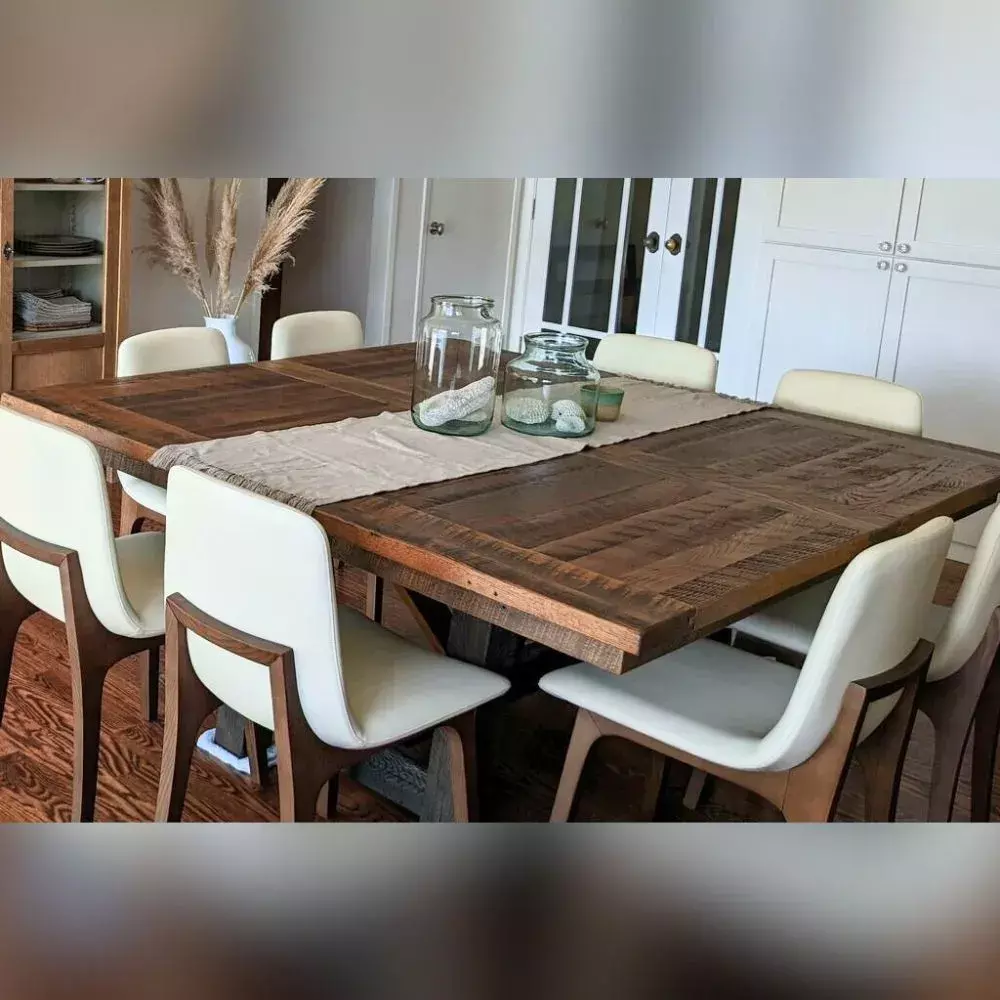 square reclaimed wood extendable table