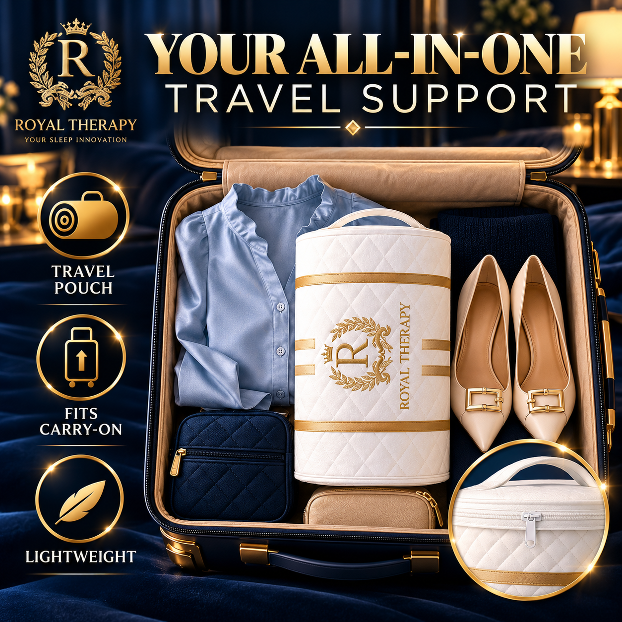 Royal Therapy 3-Layer Travel Memory Foam Pillow