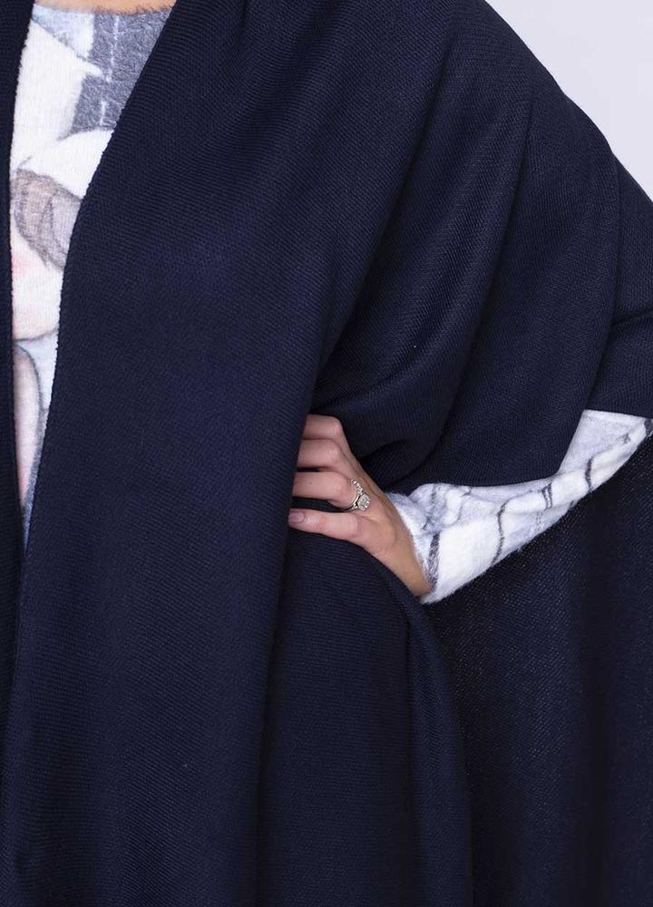 Frill Wrap Poncho in Navy