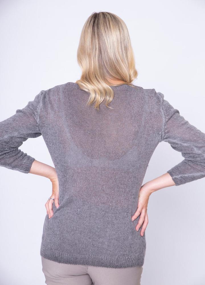 V Neck Mohair Jumper Grey