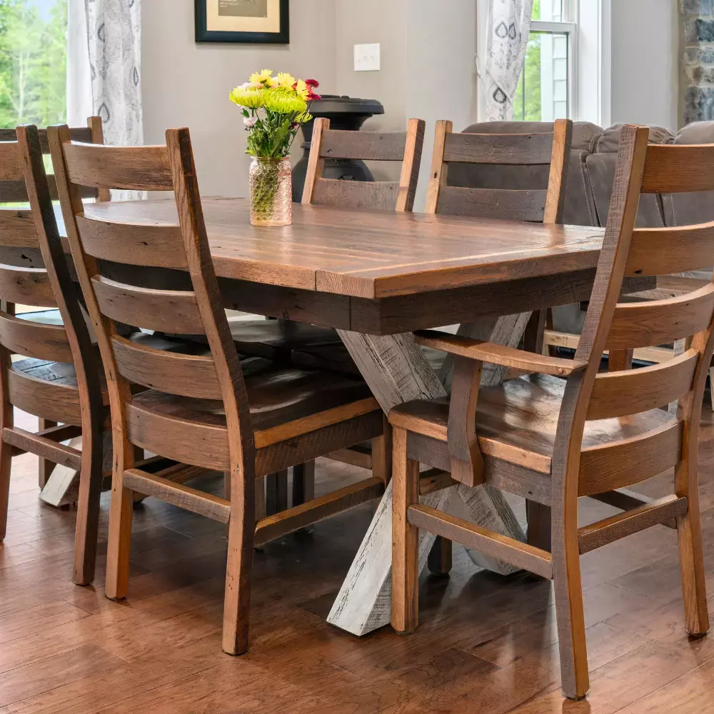 reclaimed wood table and chairs