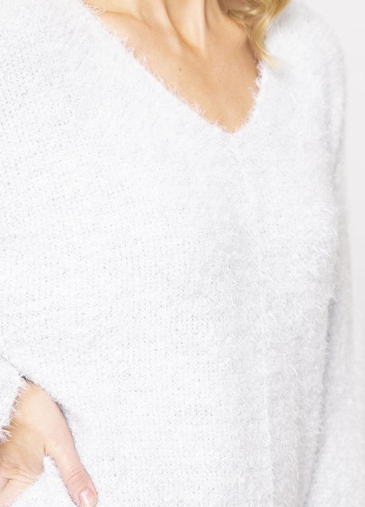 Scoop Neck Mohair Jumper in Grey