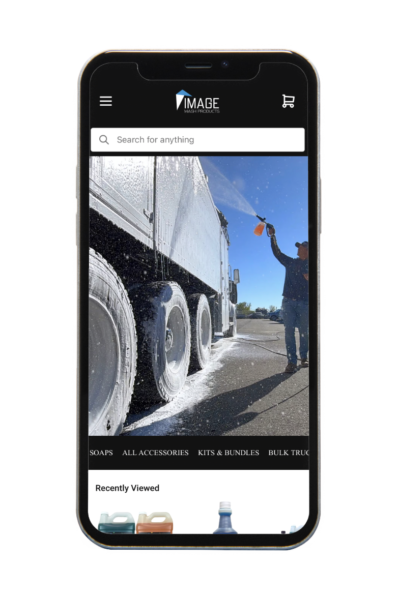 Image Wash Products mobile app home screen