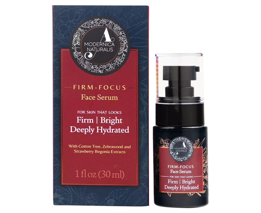 Firm-Focus Face Serum - Firms, Brightens, Hydrates Aging, Crepey Skin - Focused-Firming Formula with Cotton Tree, Zebrawood, Strawberry Begonia - Best Face Serum for Loose, Saggy Facial Skin - With Clinically Tested Ingredient Combinations Face serum A Modernica Naturalis 