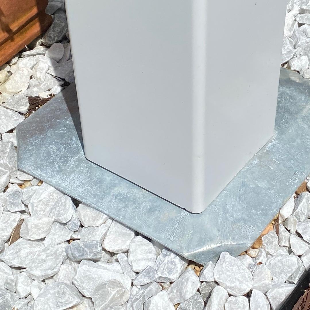 close up of convex plate on ground installation