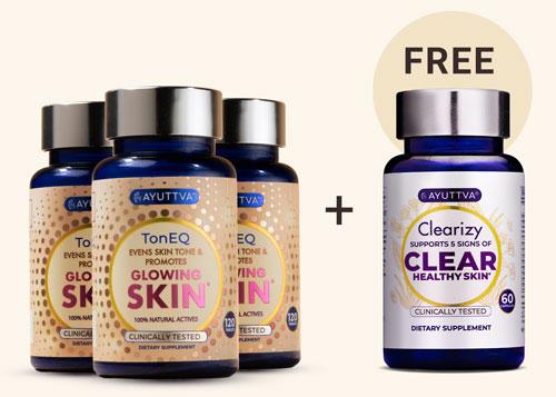 One bottle of Clearizy supplement free with three bottles of TonEQ supplement