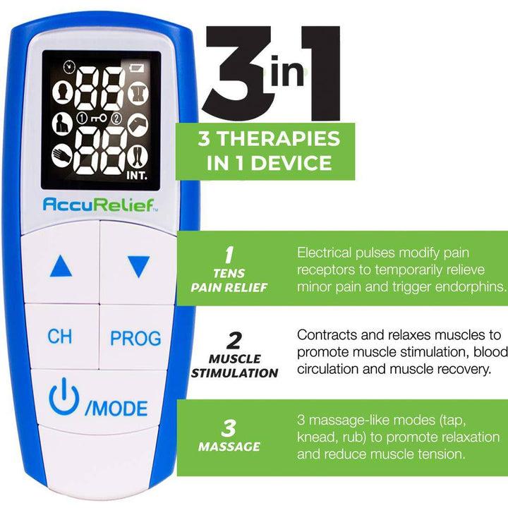 AccuRelief™ Complete 3-in-1 TENS Unit, EMS, Massager Device