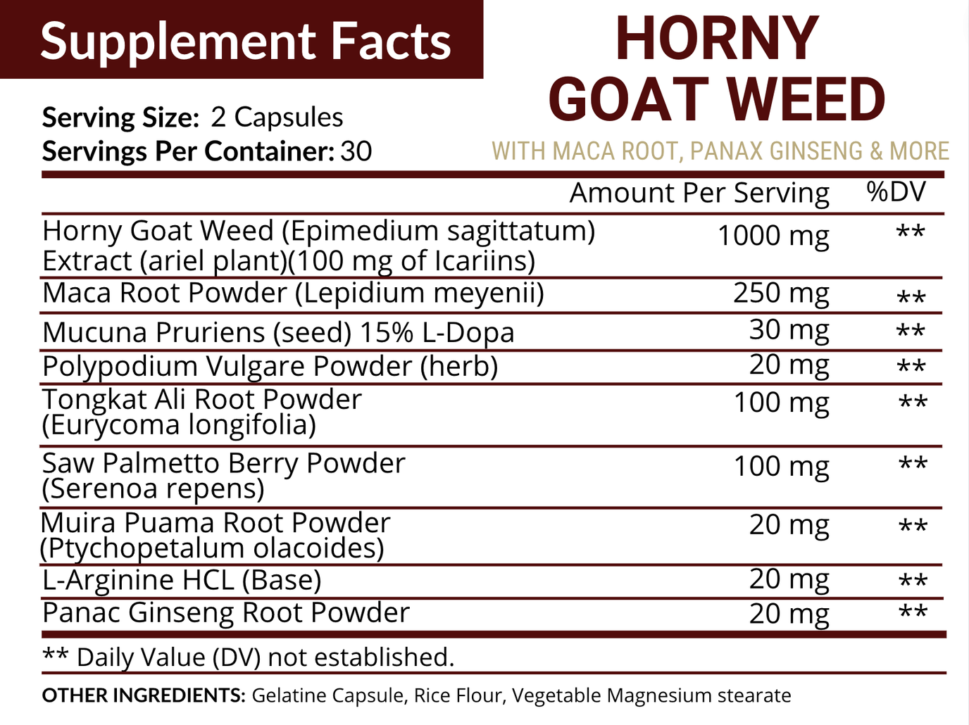 Horny Goat Weed With Maca Root Performance Supplement 60 Pills Nutriflair