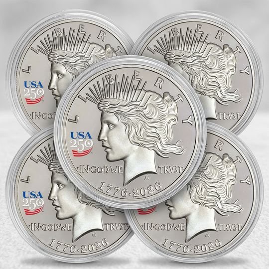 5 Peace Dollar Nickel Silver Proof Coins