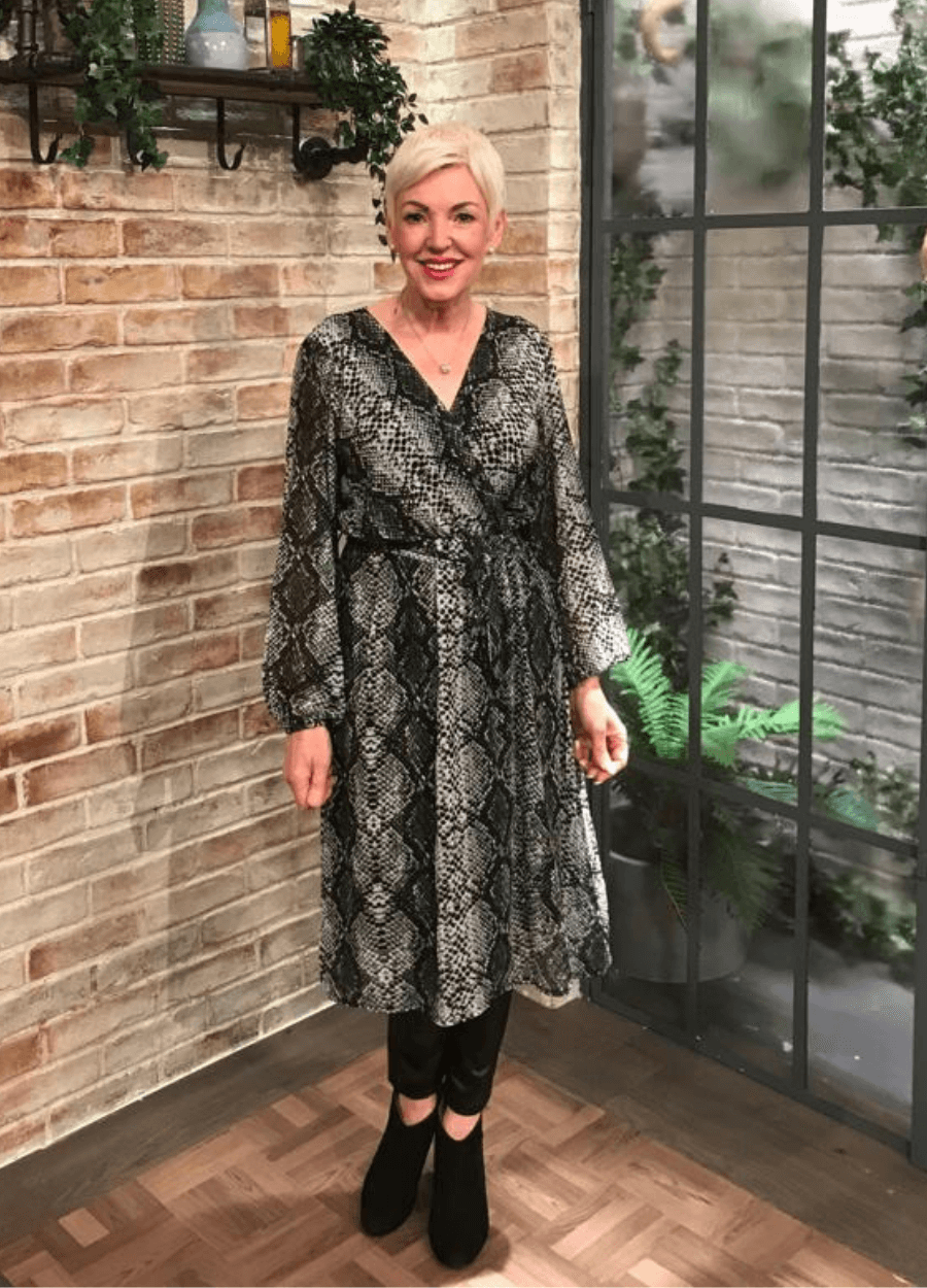 Snake Print Wrap Midi Dress
