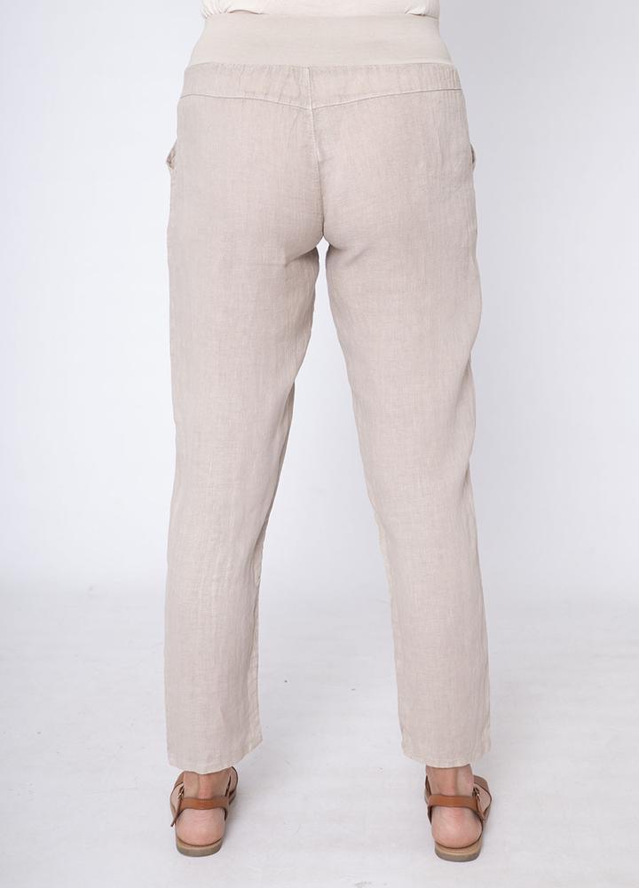 Stretch Waist Linen Trouser