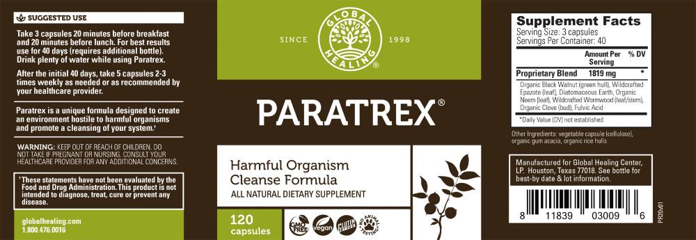 Global Healing Paratrex Label