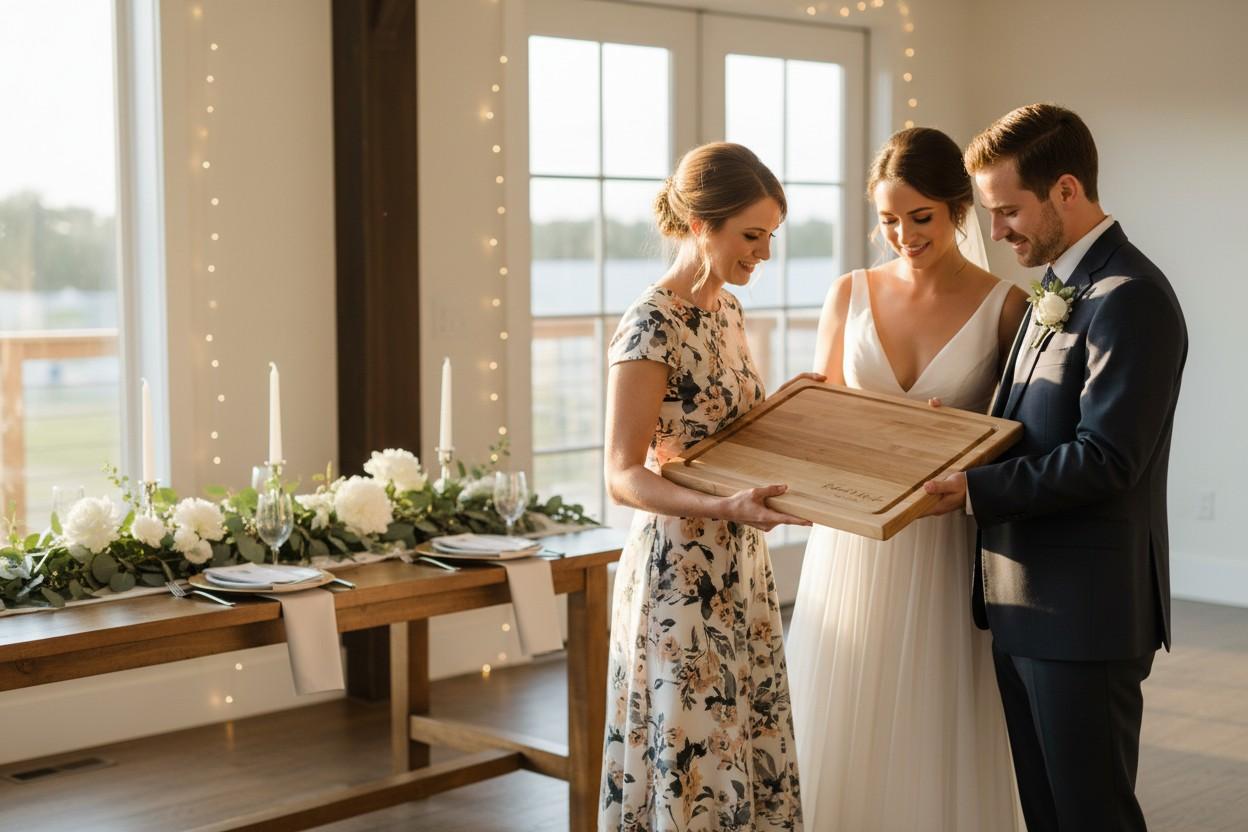 Personalized wooden cutting board given as a meaningful gift