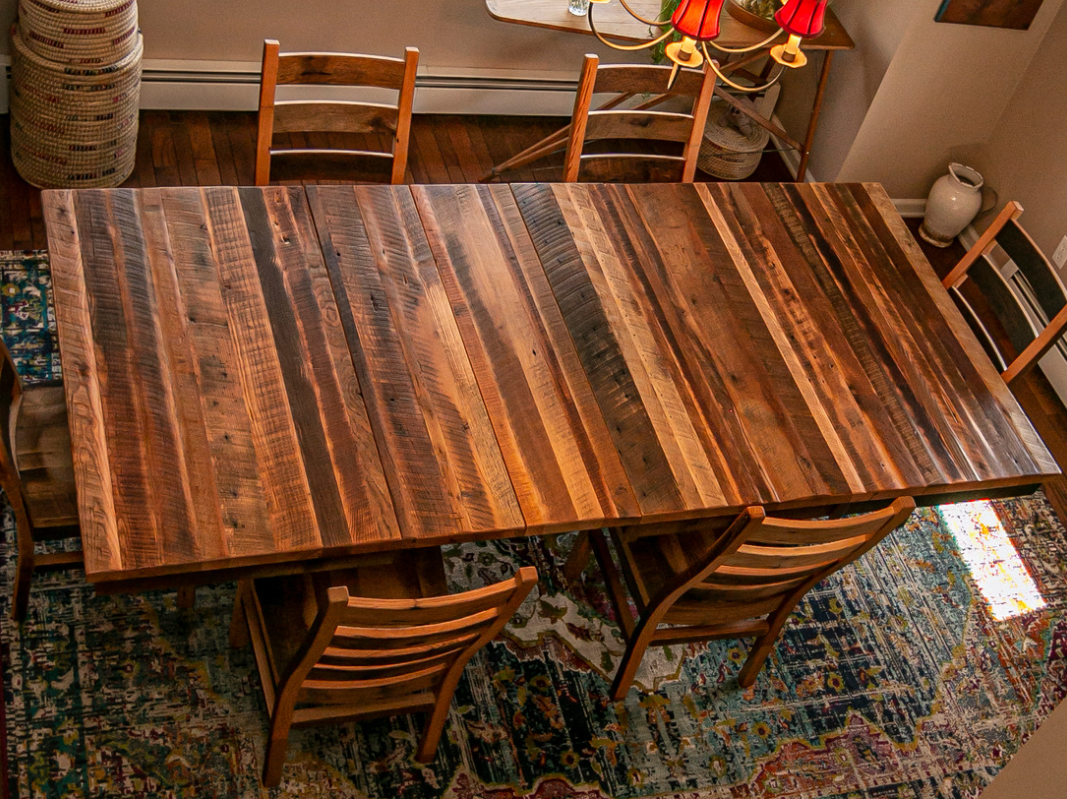 reclaimed wood dining table cusotmized