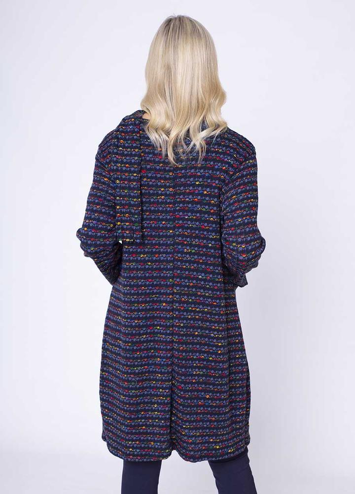 Fine Knit Pocket Dress & Scarf in Navy
