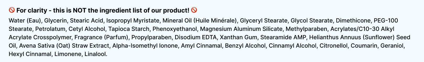 Ingredient - for clarity