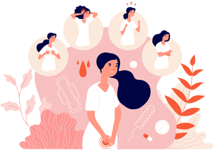 femme qui se tient le ventre à cause de la douleur de ses menstruations