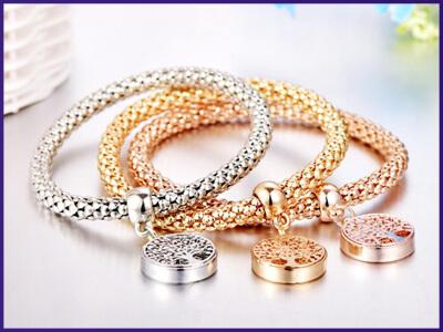 Cube Charms Silver Metal Bracelet