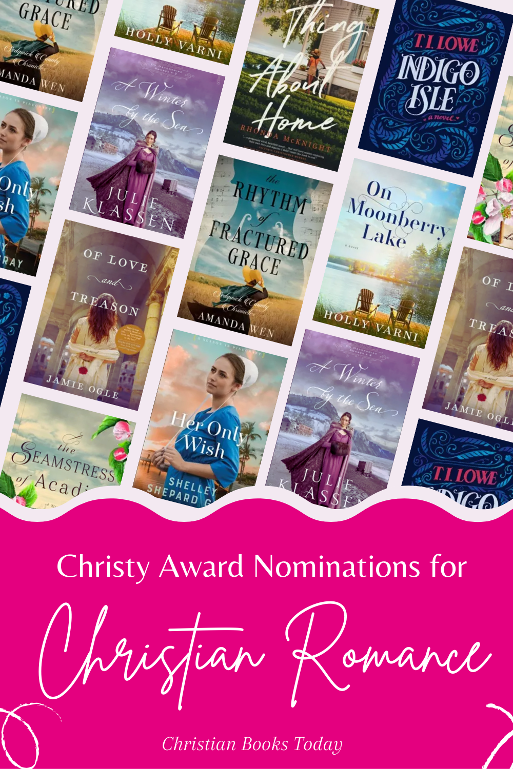 Christy Awards Nominations for Christian Romance with book covers of nominees