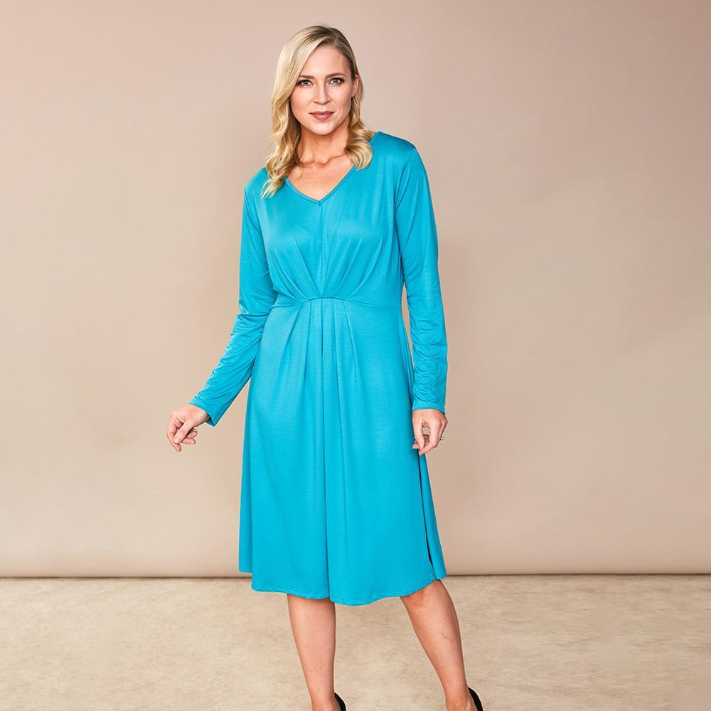 Karla V Neck Dress (Aqua Green)