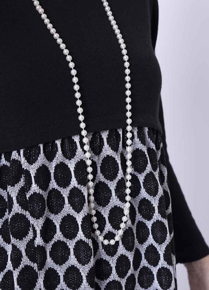 Polka Dot Jersey Dress & Necklace in Silver