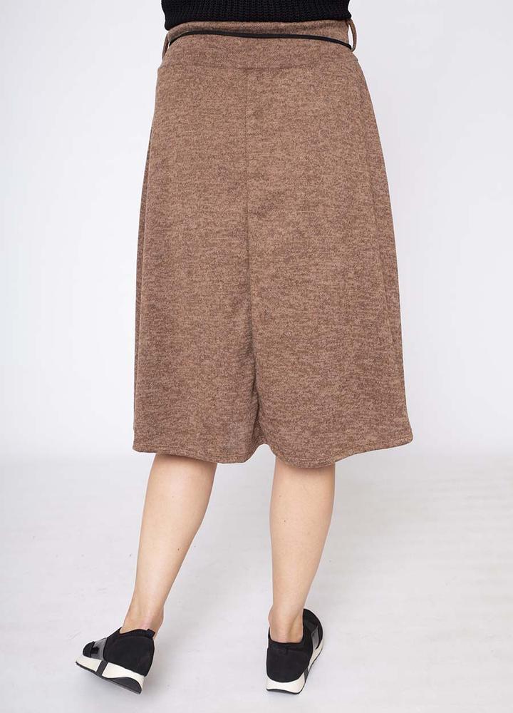 A-Line Belted Skirt in Brown