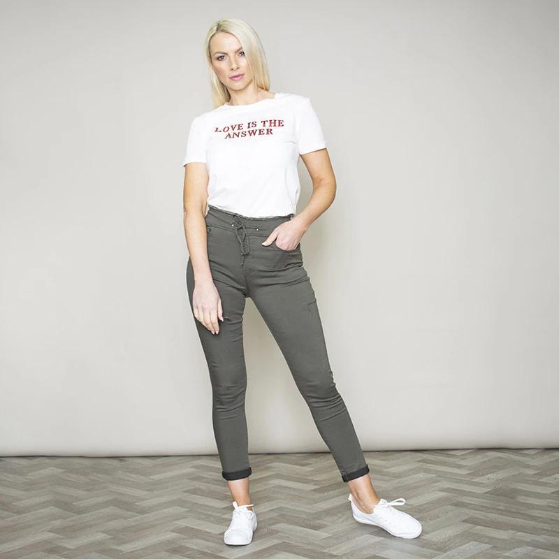 Dana Drawstring Jeggings Plain (Khaki)