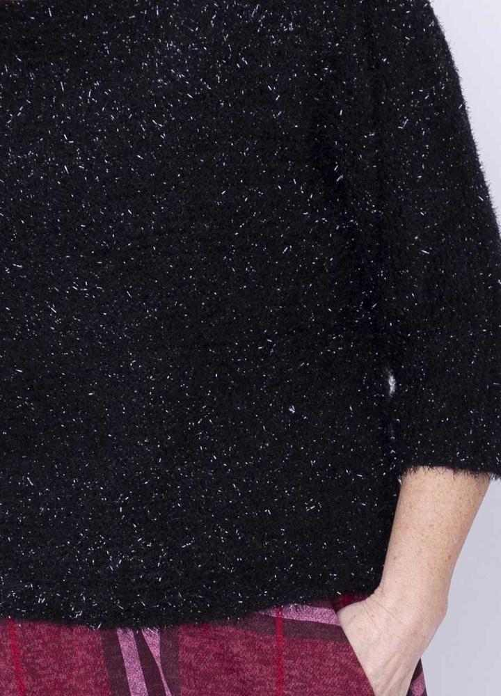 Glitter Round Neck Jumper in Black