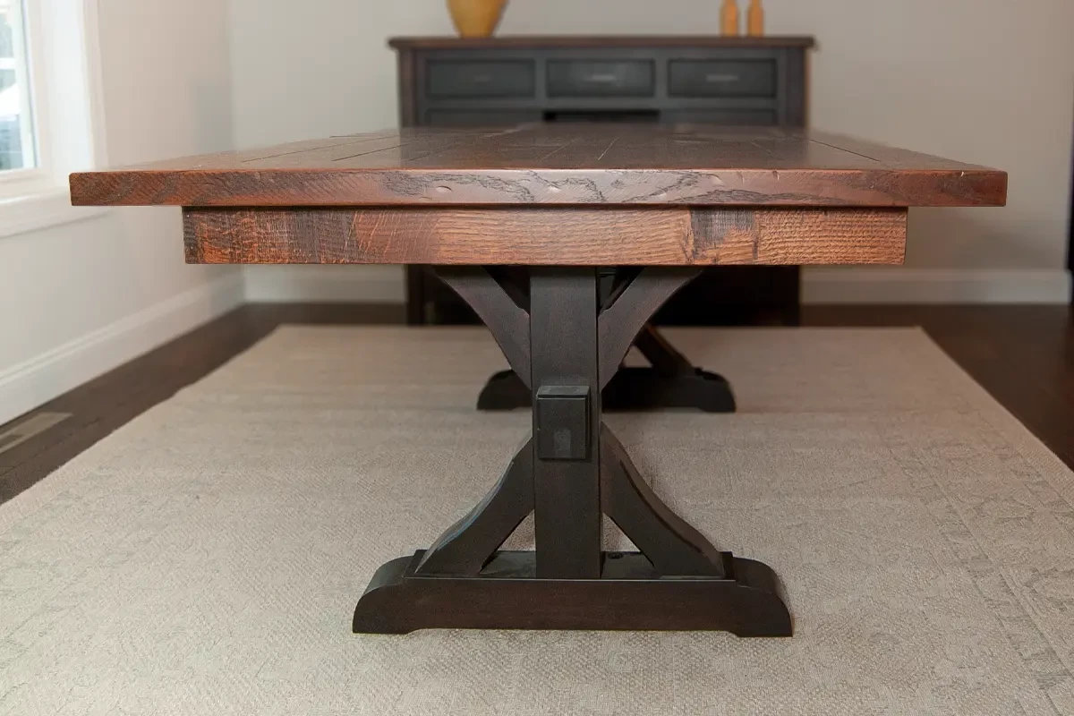 Custom Oak Wood Dining Table with Trestle Base (Pathway)
