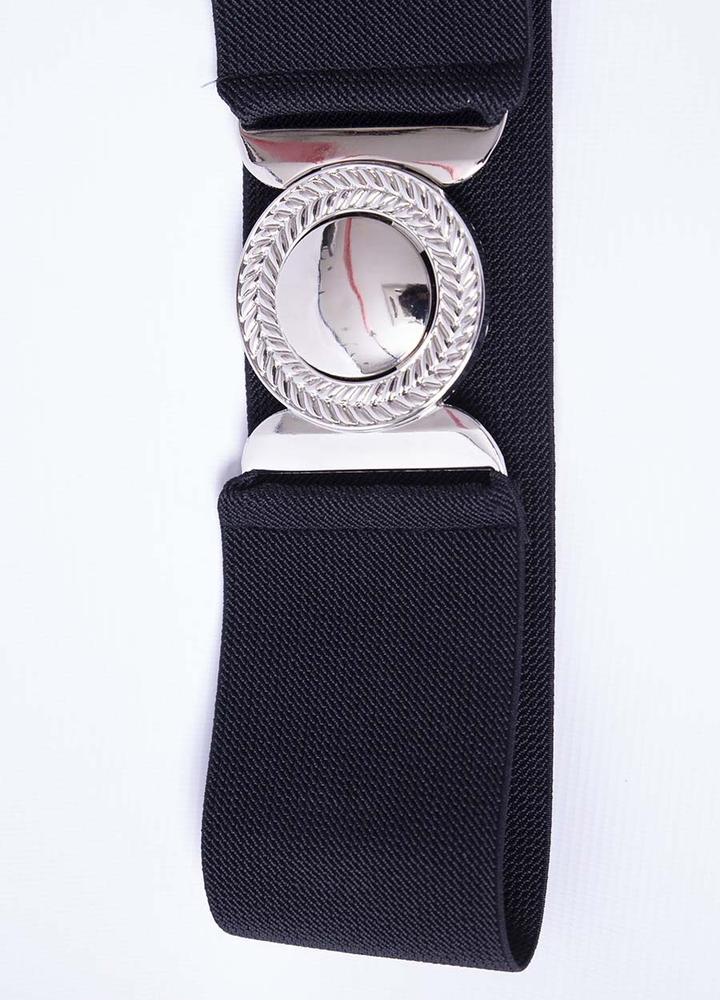 Elastic Waist Disc Belt in Black