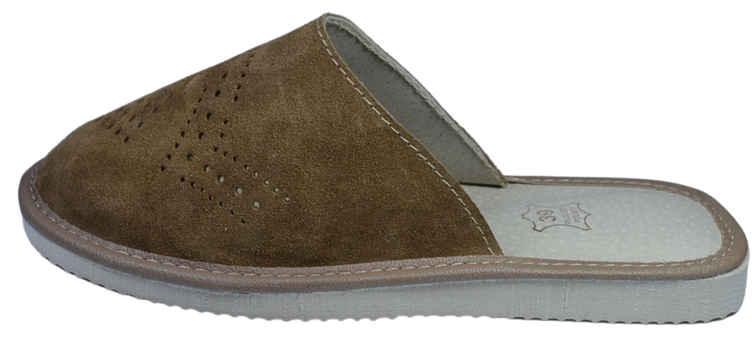 Ariona - Women brown leather slippers - Reindeer Leather
