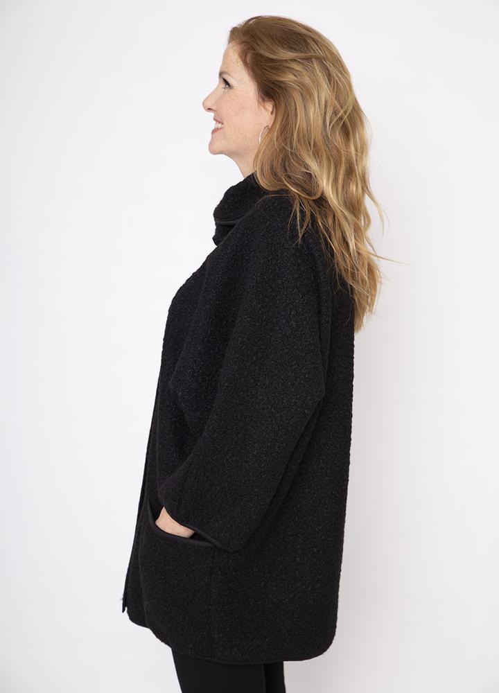 Black Trim Poodle Cardi in Black